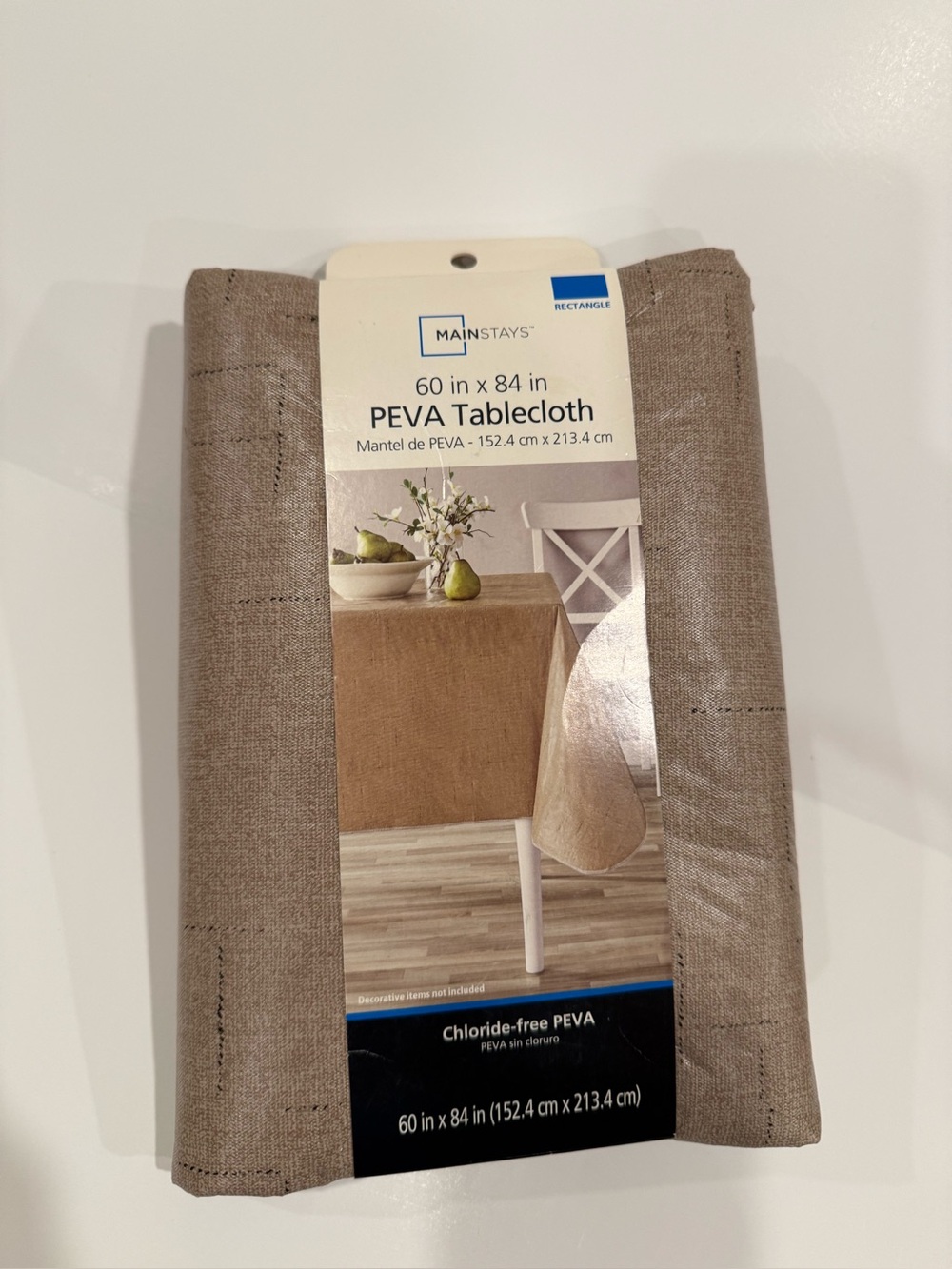 Mainstays Taupe PEVA Tablecloth - Neutral Brown Tone- Seats 6 to 8 people 60x84